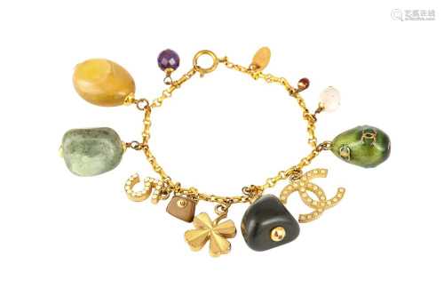 Chanel CC Semi Precious Stone Charm Bracelet