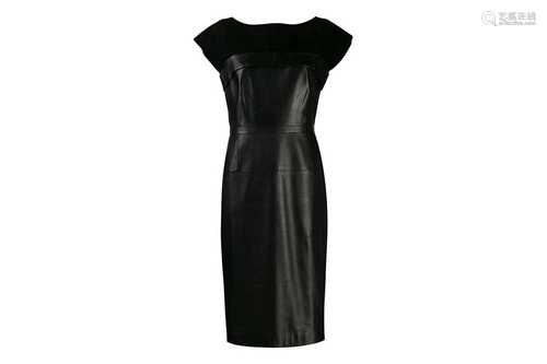 Gucci Black Leather And Suede Panel Dress - Size 42