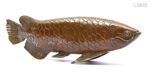 Bronze statue of an Arowana fish