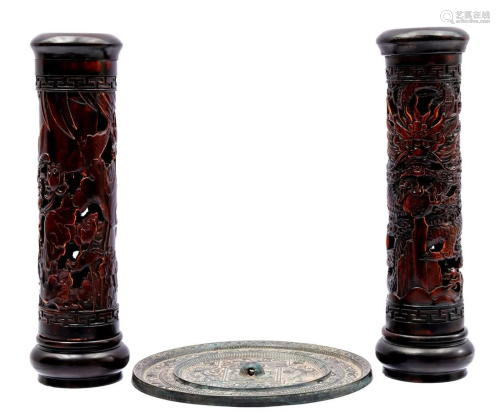 2 wooden ornate incense burners