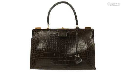 Hermes Brown Crocodile Top Handle Handbag