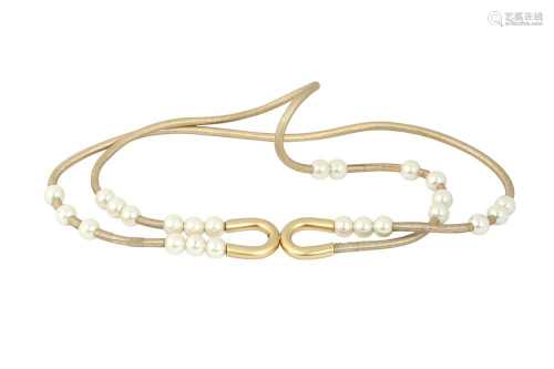 Chanel Jumbo Pearl And Gold Stretch Belt