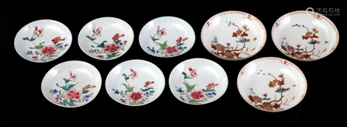 6 Famille rose porcelain dishes