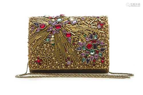 Marchesa Bronze Embellished Clutch Bag