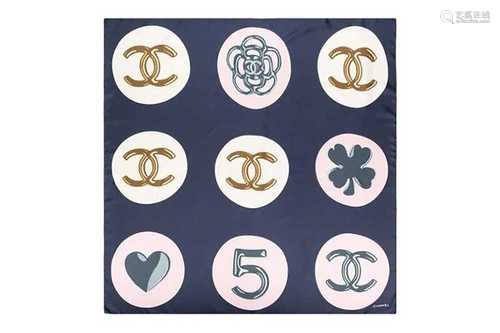 Chanel CC Circle Print Silk Scarf