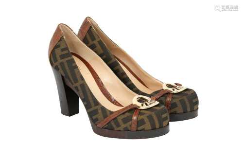 Fendi Tobacco Zucca Platform Court - Size 37