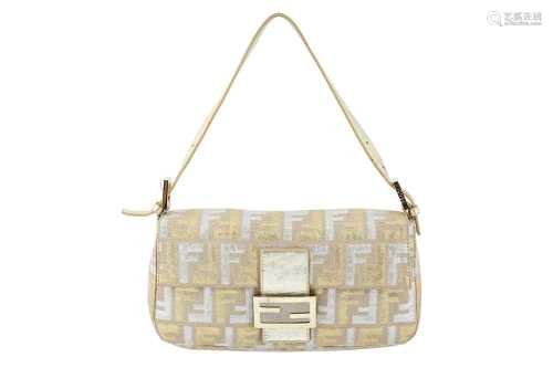 Fendi Gold Metallic Zucca Baguette Bag