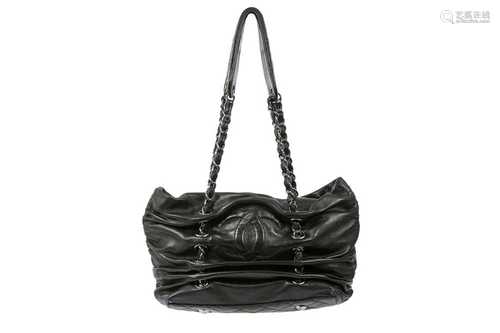 Chanel Black Ruched CC Logo Small Shoulder Bag