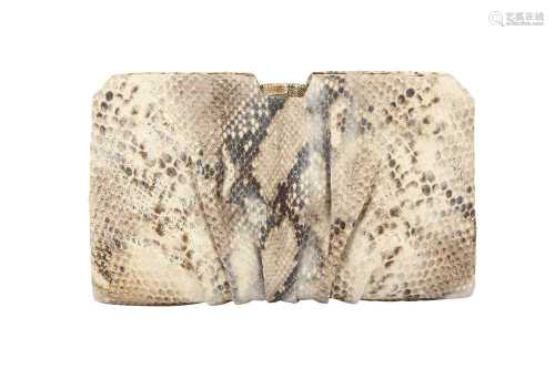 Rodo Gold Python Pleated Clutch