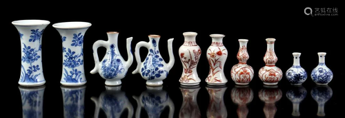 5 pairs of miniature porcelain vases and pitchers