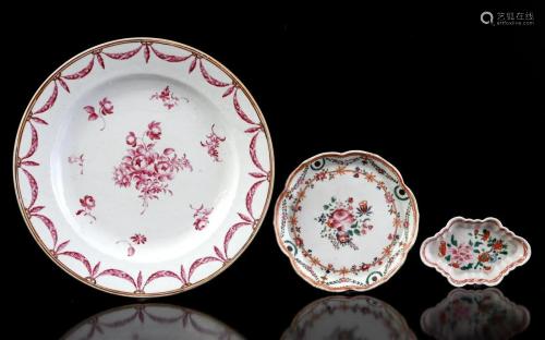 Famille Rose porcelain dish and Famille Rose pattipan