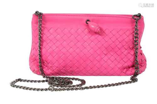 Bottega Veneta Fuchsia Pink Intrecciato Crossbody Bag