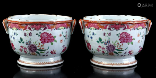 2 porcelain Famille Rose flower pots