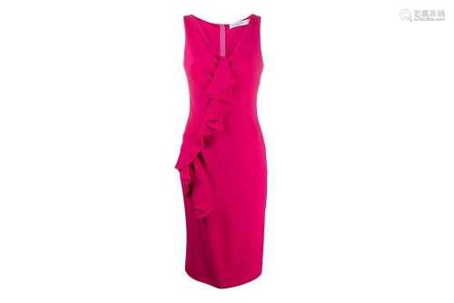 Christian Dior Hot Pink Frill Front Midi Dress - Size 40