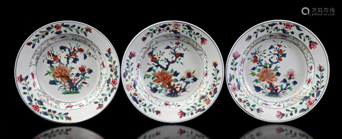 3 Famille Verte porcelain dishes