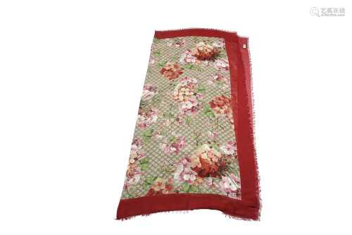 Gucci Red Monogram Blooms Scarf