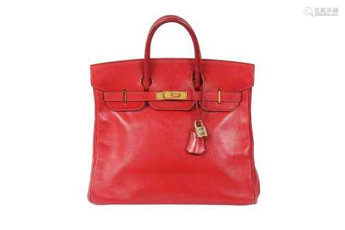 Hermes Rouge Vif Box HAC Birkin 32