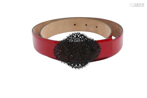 Valentino Red Lace Buckle Belt - Size 80