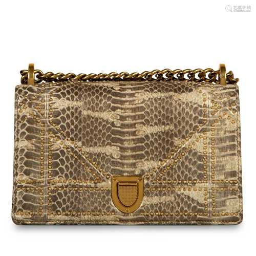 Christian Dior Gold Python Small Diorama Bag