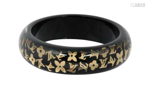 Louis Vuitton Black and Gold Inclusion Resin Bangle