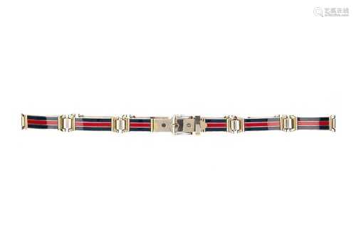 Gucci Red And Blue Enamel Link Belt