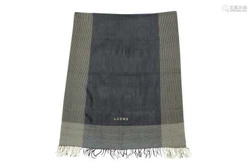 Loewe Black Long Fringed Silk Scarf