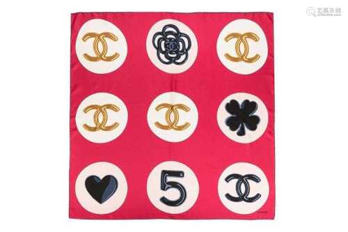 Chanel CC Circle Print Silk Scarf