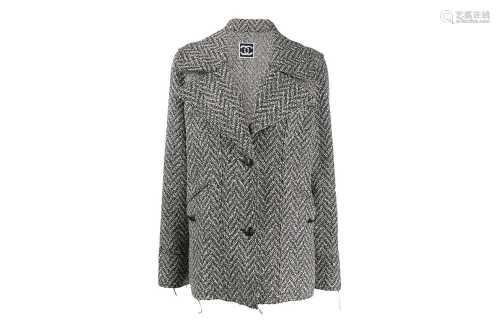 Chanel Herringbone Tweed Jacket - Size 42