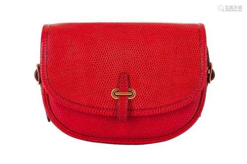 Hermes Rouge Vif Shiny Lizard Crossbody Bag