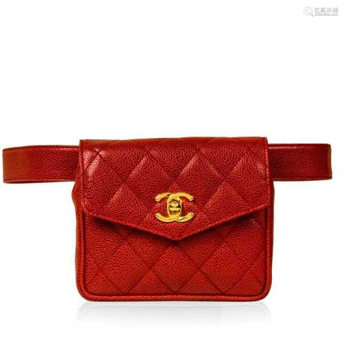 Chanel Red Mini Square Belt Bag
