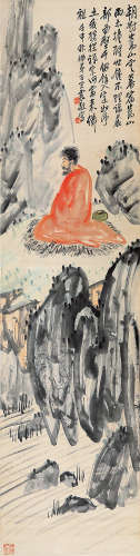 1867～1938 王震 壬申（1932）年作 面壁修真图 设色纸本 立轴