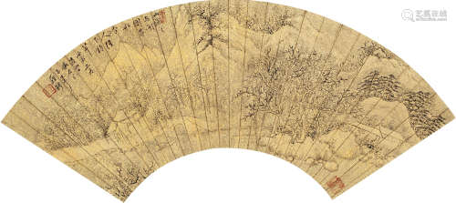 1733～1799 罗聘  山居图 金笺 扇片