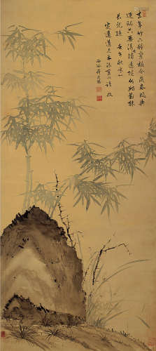 1669～1732 蒋廷锡  竹石图 设色绢本 立轴