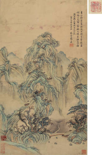 1686～1779 蔡嘉  青山野寺 设色纸本 立轴