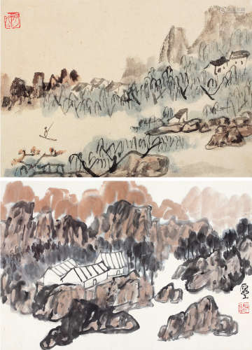 1913～1976 陈子庄  小品二幅 设色纸本 镜片