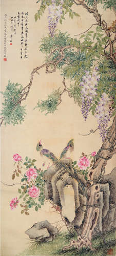 1878～1970 张光  紫藤花世界 设色绢本 立轴
