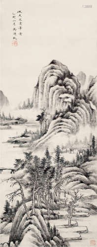 1894～1968 吴湖帆 乙亥（1935）年作 仿燕文贵笔意 水墨纸本 镜片