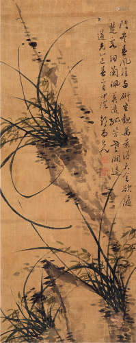 1785～1832 郭尚先  兰石图 水墨绢本 立轴