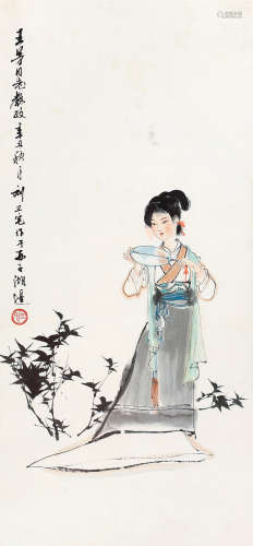1931～2011 刘旦宅 辛丑（1961）年作 纨扇仕女 设色纸本 镜片