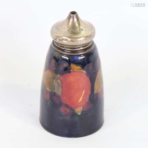 MOORCROFT POTTERY - Pomegranate pattern salt with silver top...
