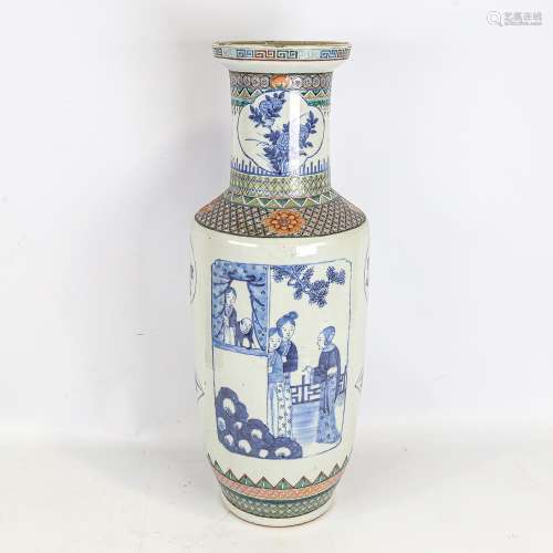 A large Chinese porcelain vase, hand painted decoration, hei...