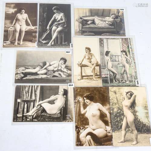 A group of 9 erotic photo postcards, circa 1900