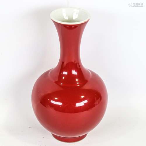 A Chinese sang de boeuf glaze porcelain vase, seal mark unde...