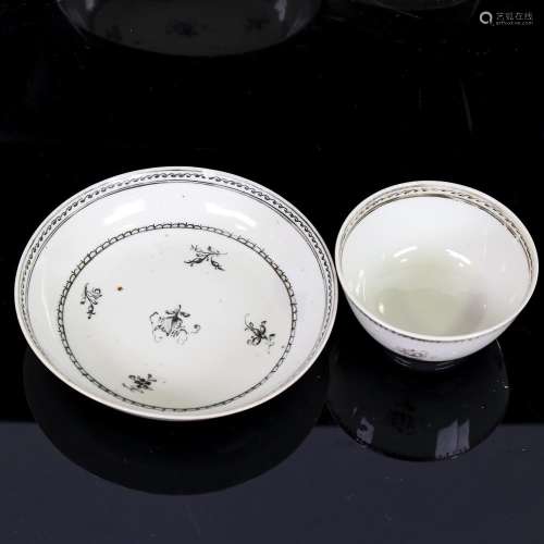 A Chinese white glaze porcelain cup and saucer, with painted...