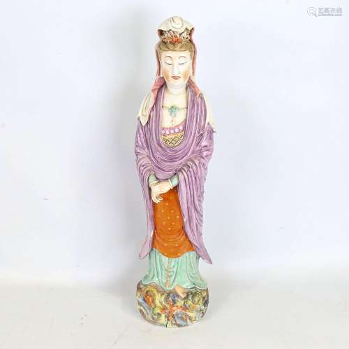 A Chinese porcelain standing figure, height 51cm
