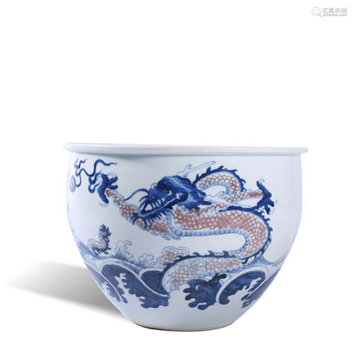 Blue and white underglaze red dragon pattern in Qing Dynasty