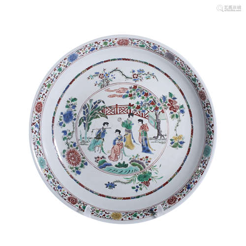 Qing Dynasty Kangxi pastel characters story plate