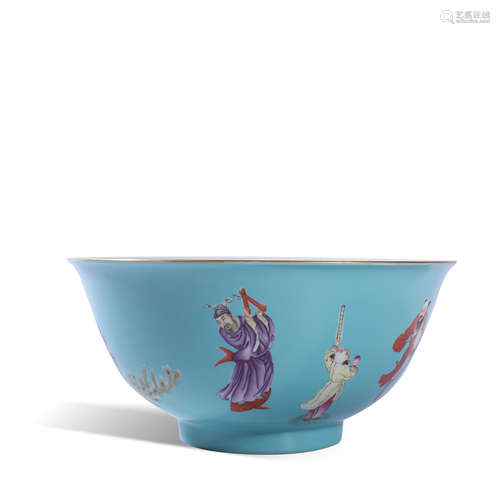 Qing Dynasty Jiaqing pastel character story bowl