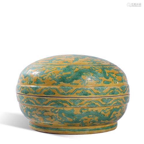 Ming Dynasty Wanli yellow bottom green color dragon pattern ...