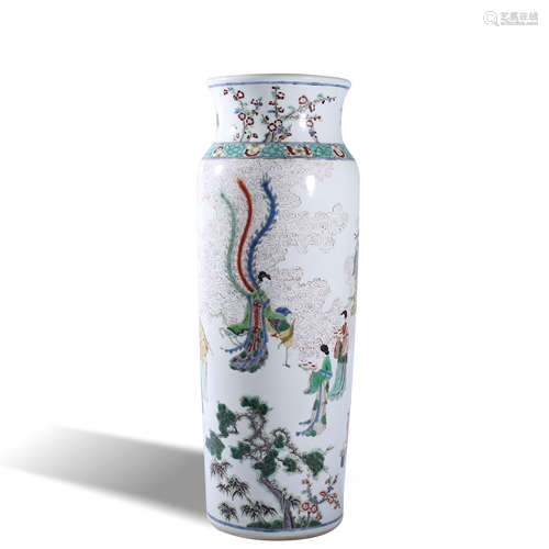 Qing Dynasty pastel figure story pattern stick hammer bottle